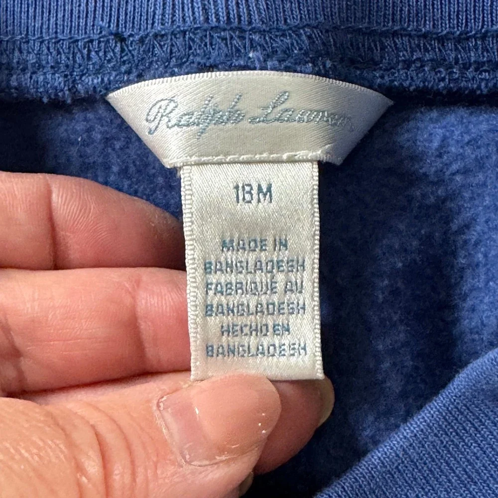 Ralph Lauren Boy's Size 18M Blue Fleece Pockets Sweat Shorts